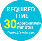 Required time Approximately 30 minutes. Every 40 minutes.
